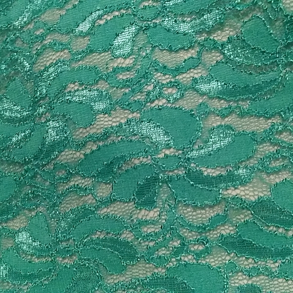 2TEE COUTURE Size Large Lace Dress Mint Green With Sheer Bell Sleeves Tunic - Picture 8 of 12